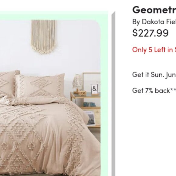 NEW NWT Boho Beige or Pink Tufted Jungalow Bohemian Queen King Bedding SET - Picture 2 of 11